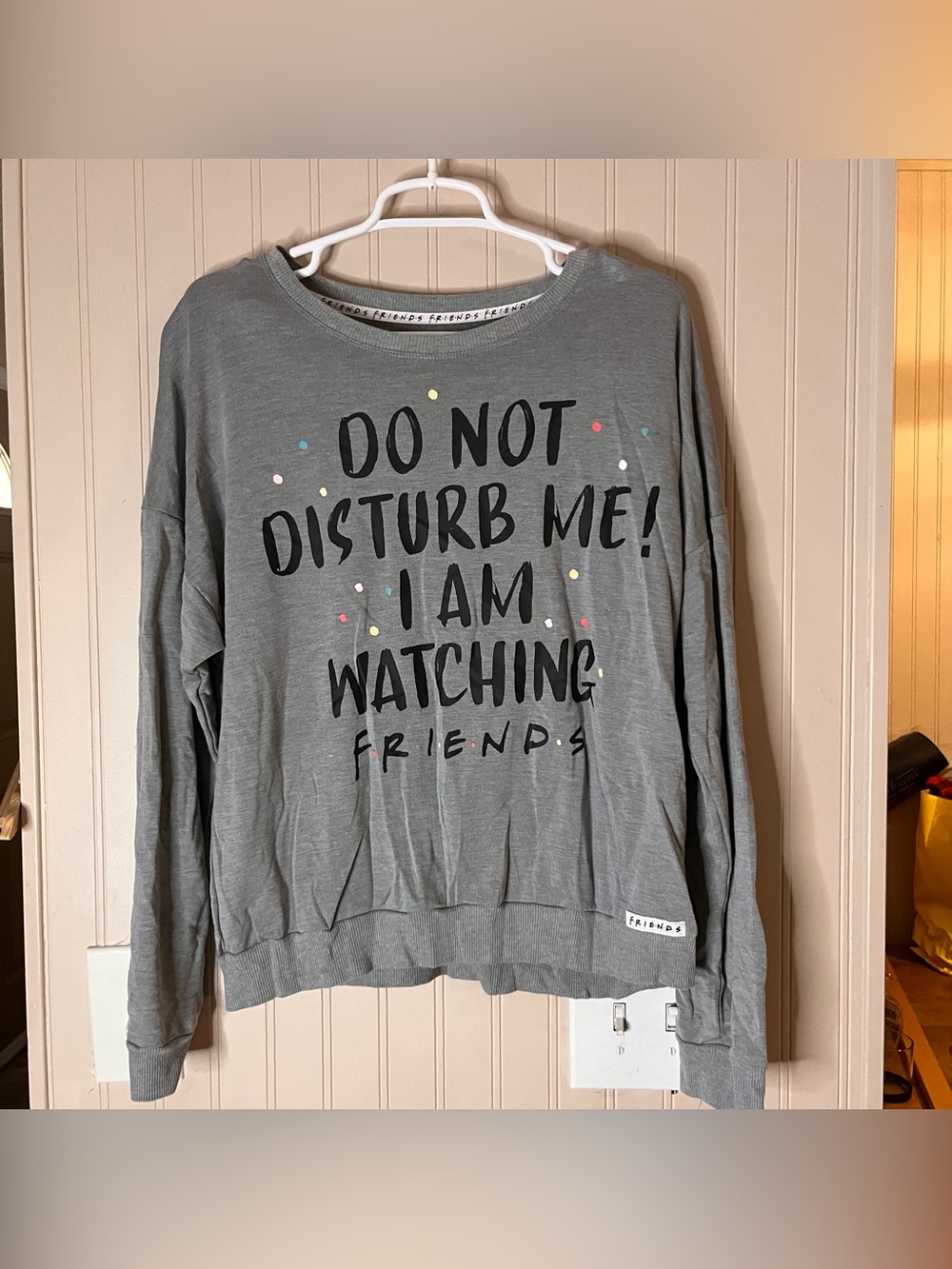 Gray "Do Not Disturb Me! I Am Watching Friends" Pullover Sweatshirt Large